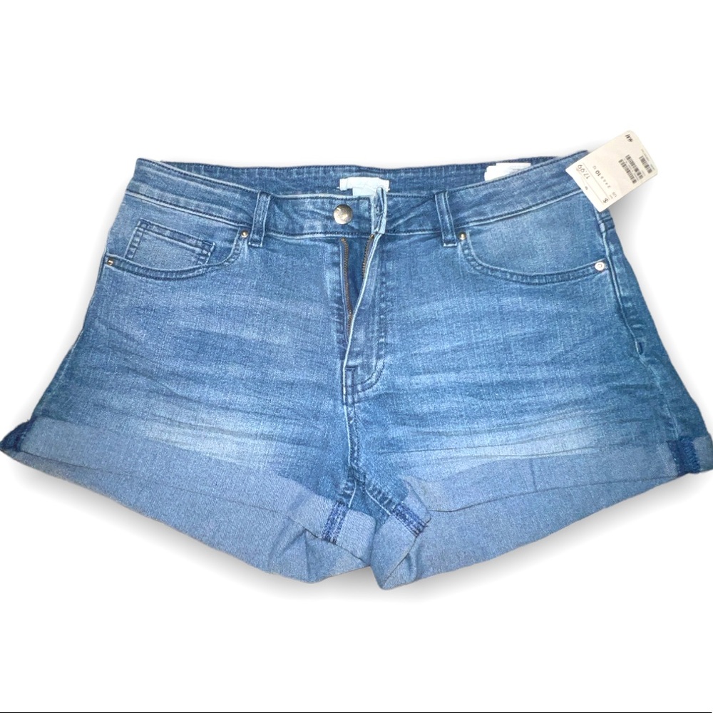 Denim fold shorts